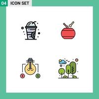 Mobile Interface Filledline Flat Color Set of 4 Pictograms of cold solution drum chinese city Editable Vector Design Elements