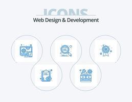 Web Design And Development Blue Icon Pack 5 Icon Design. quality. best quality. adaptive. seo. optimization vector