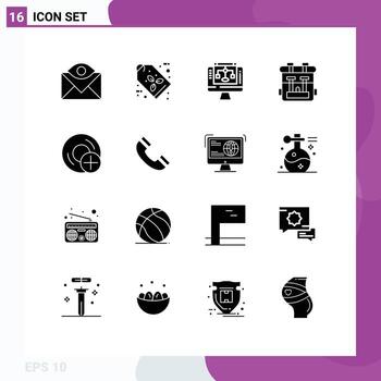 16 Universal Solid Glyph Signs Symbols of add hobbies tag bag computer Editable Vector Design Elements
