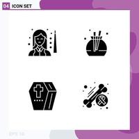 Modern Set of 4 Solid Glyphs Pictograph of billiards halloween snooker perfume scary Editable Vector Design Elements