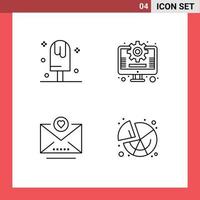 4 Thematic Vector Filledline Flat Colors and Editable Symbols of cold heart summer management chart Editable Vector Design Elements