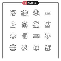 Stock Vector Icon Pack of 16 Line Signs and Symbols for online dialog message chat mailbox Editable Vector Design Elements