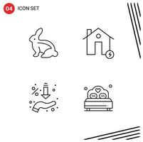 4 User Interface Line Pack of modern Signs and Symbols of bunny arrows rabbit charge sales Editable Vector Design Elements
