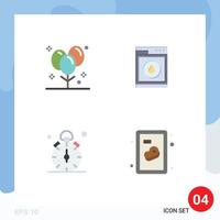 User Interface Pack of 4 Basic Flat Icons of balloons watch holiday machine quarter Editable Vector Design Elements