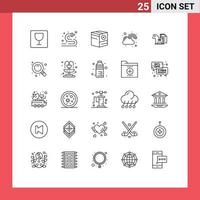 Pictogram Set of 25 Simple Lines of strategy luck box joy fortune Editable Vector Design Elements