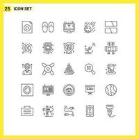 Line Pack of 25 Universal Symbols of arrow image wifi frame space Editable Vector Design Elements