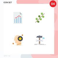 Group of 4 Modern Flat Icons Set for document head report easter mind Editable Vector Design Elements