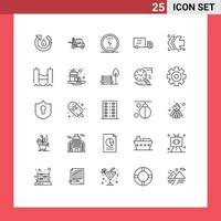 Set of 25 Modern UI Icons Symbols Signs for fast forward vehicles transport truck seo Editable Vector Design Elements