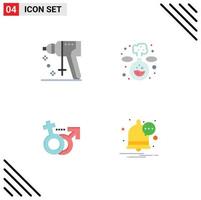 Flat Icon Pack of 4 Universal Symbols of construction female tool lab communication Editable Vector Design Elements