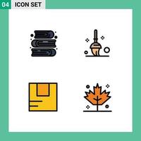 Modern Set of 4 Filledline Flat Colors and symbols such as art logistic book mop holiday Editable Vector Design Elements