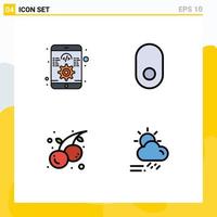 Universal Icon Symbols Group of 4 Modern Filledline Flat Colors of app fruit responsive wireless cloud Editable Vector Design Elements