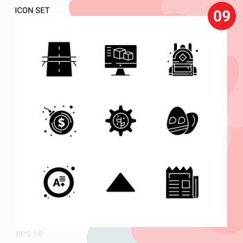 Set of 9 Modern UI Icons Symbols Signs for setting earth computing dollar bomb explosion Editable Vector Design Elements