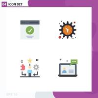 Set of 4 Commercial Flat Icons pack for communication user success setting talent Editable Vector Design Elements
