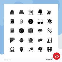 Group of 25 Modern Solid Glyphs Set for break light wedding lamp design Editable Vector Design Elements