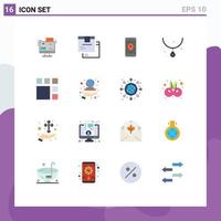 Pictogram Set of 16 Simple Flat Colors of jewelry diamond goods smartphone location Editable Pack of Creative Vector Design Elements