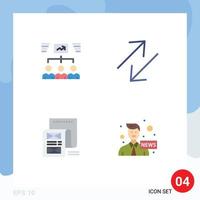 Editable Vector Line Pack of 4 Simple Flat Icons of team file task change message Editable Vector Design Elements