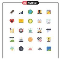 Mobile Interface Flat Color Set of 25 Pictograms of computer box globe atx knowledge Editable Vector Design Elements