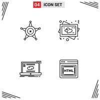 Group of 4 Modern Filledline Flat Colors Set for men connection usa love sync Editable Vector Design Elements