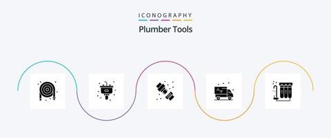 Plumber Glyph 5 Icon Pack Including filter. plumbing. joint. plumber. car vector