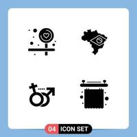 Set of 4 Modern UI Icons Symbols Signs for board symbol map gender curtains Editable Vector Design Elements