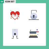 User Interface Pack of 4 Basic Flat Icons of beat heater love protect cook Editable Vector Design Elements