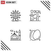 Pictogram Set of 4 Simple Filledline Flat Colors of globe mosque news hammer cresent Editable Vector Design Elements