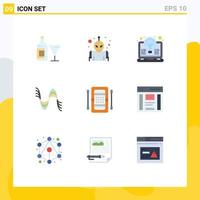Pictogram Set of 9 Simple Flat Colors of activities pressure coding pitch frequency Editable Vector Design Elements