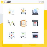 Pictogram Set of 9 Simple Flat Colors of activities pressure coding pitch frequency Editable Vector Design Elements