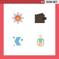 Set of 4 Vector Flat Icons on Grid for gear arrow support interface left Editable Vector Design Elements