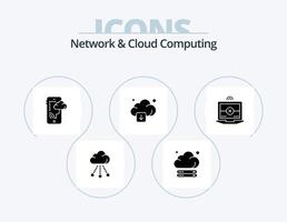 Network And Cloud Computing Glyph Icon Pack 5 Icon Design. computing. technology. cloud. download. cloud vector