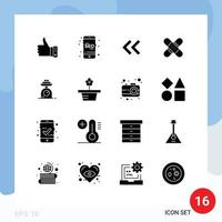 16 Universal Solid Glyphs Set for Web and Mobile Applications kit band seo aid arrows Editable Vector Design Elements