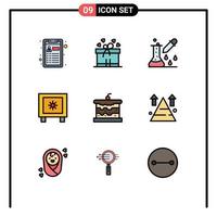 Set of 9 Modern UI Icons Symbols Signs for cake bakery microbiology logistic lock Editable Vector Design Elements