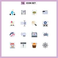 Pictogram Set of 16 Simple Flat Colors of easter cart allergies photo camera Editable Pack of Creative Vector Design Elements