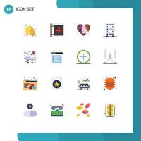 16 User Interface Flat Color Pack of modern Signs and Symbols of server database health data hearts Editable Pack of Creative Vector Design Elements