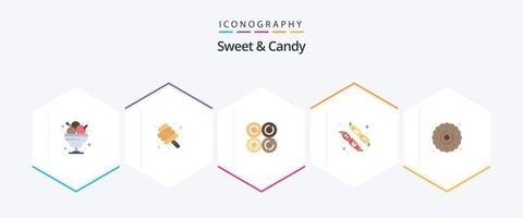 Sweet And Candy 25 Flat icon pack including dessert. marshmallow. candy. candy. sweet vector