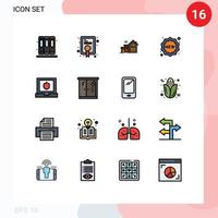 Set of 16 Modern UI Icons Symbols Signs for shield laptop house shopping label Editable Creative Vector Design Elements