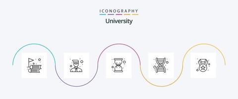 Universidad línea 5 5 icono paquete incluso medalla. vaso. genoma adn vector