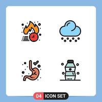 Set of 4 Modern UI Icons Symbols Signs for free delivery gastroenterology hot snow bottle Editable Vector Design Elements