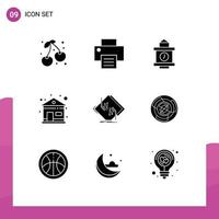 Modern Set of 9 Solid Glyphs Pictograph of electronic circuit time chip house Editable Vector Design Elements