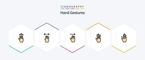 Hand Gestures 25 FilledLine icon pack including gestures. down. left. finger. gestures vector