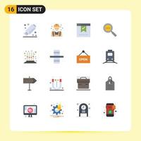 16 User Interface Flat Color Pack of modern Signs and Symbols of kids magnifier bookmark code search okay Editable Pack of Creative Vector Design Elements