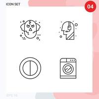 Modern Set of 4 Filledline Flat Colors and symbols such as evil colors ware wolf call machine Editable Vector Design Elements