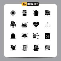 Solid Glyph Pack of 16 Universal Symbols of multi digital bin currency remove Editable Vector Design Elements