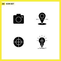 Pictogram Set of Simple Solid Glyphs of camera mark picture point bulb Editable Vector Design Elements