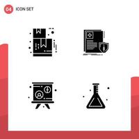 4 Creative Icons Modern Signs and Symbols of box lecture document medical school Editable Vector Design Elements