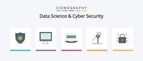 Data Science And Cyber Security Flat 5 Icon Pack Including room. keys. information. key. louck. Creative Icons Design vector