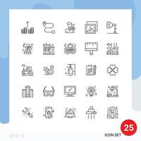 25 Universal Lines Set for Web and Mobile Applications studio photo payment light gallery Editable Vector Design Elements