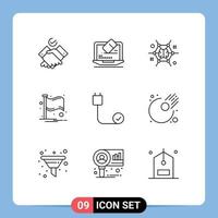 Modern Set of 9 Outlines Pictograph of connected place connect notification country Editable Vector Design Elements