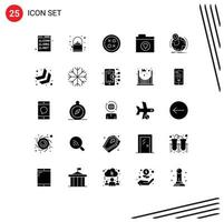 25 Universal Solid Glyphs Set for Web and Mobile Applications globe folder cross files shape Editable Vector Design Elements