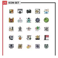 Set of 25 Modern UI Icons Symbols Signs for man audio setting disk music Editable Vector Design Elements